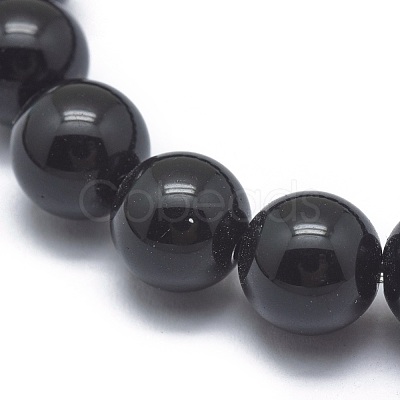 Synthetic Black Stone Bead Stretch Bracelets BJEW-K212-C-032-1