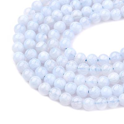 Natural Blue Chalcedony Bead Strands G-R193-02-4mm-1