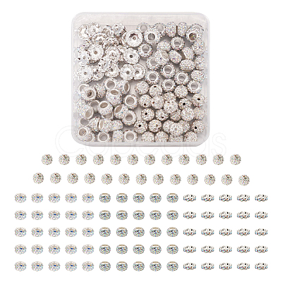 Cheriswelry 100Pcs 4 Styles Pave Disco Ball Beads RB-CW0001-01-1