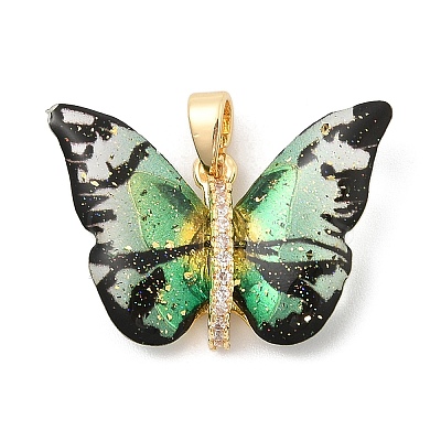 Rack Plating Leaf Brass Acrylic Pendants KK-S407-09G-1