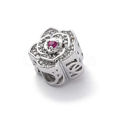 Brass with Cubic Zirconia European Beads KK-D360-32P-1