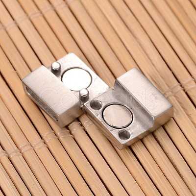 Tarnish Resistant 304 Stainless Steel Magnetic Clasps with Glue-in Ends STAS-G140-42B-1