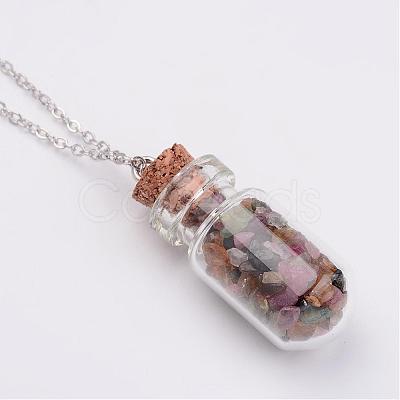 Glass Bottle Pendant Necklaces NJEW-JN01697-1