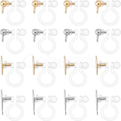 32Pcs 4 Style 304 Stainless Steel & Plastic Clip-on Earring Findings STAS-UN0037-98-1