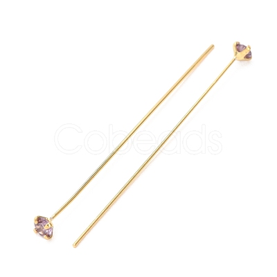 Brass Micro Pave Cubic Zirconia Stud Earring Findings CU-CBA4618-01G-07-1