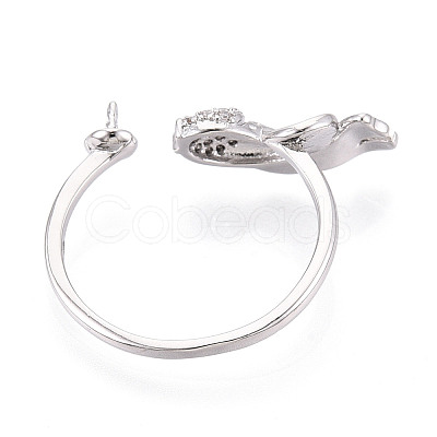 Fish Brass Micro Pave Clear Cubic Zirconia Cuff Ring Settings KK-T076-52P-1