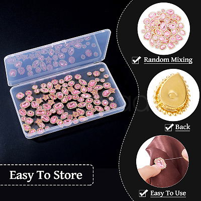 100Pcs Teardrop/Heart/Star Sew on Rhinestones GACR-TA0001-07E-1