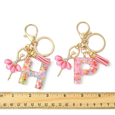 Letter A~Z Transparent Glitter Resin Pendant Keychains KEYC-FZ00024-21-1
