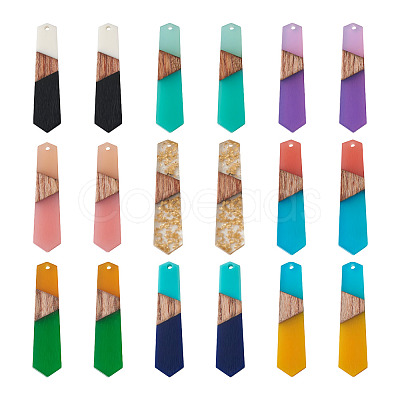 18Pcs 9 Styles Resin & Walnut Wood Pendants RESI-BT0001-25-1