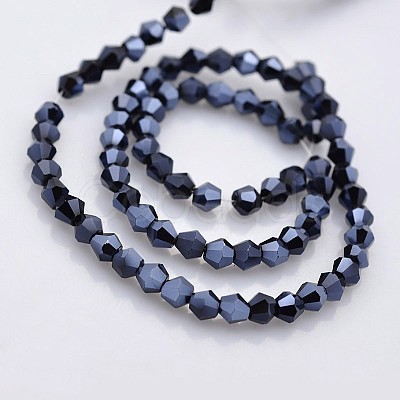 Faceted Bicone Electroplate Glass Beads Strands LS-EGLA-P016-F05-1
