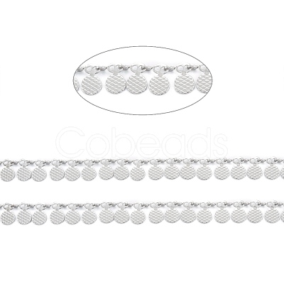 Tarnish Resistant Handmade 304 Stainless Steel Wafer Charms Chains CHS-M004-12P-1