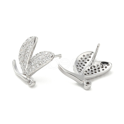 Rack Plating Brass Micro Pave Clear Cubic Zirconia Stud Earrings EJEW-M260-17P-1