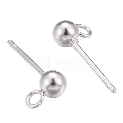 30Pcs 3 Size 304 Stainless Steel Ball Stud Earring Post STAS-LS0001-06S-1