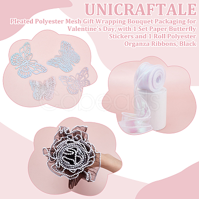 Pleated Polyester Mesh Gift Wrapping Bouquet Packaging for Valentine's Day DIY-UN0006-65A-1