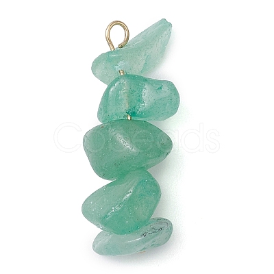 Gradient Color Natural Green Aventurine & Natural Prehnite & Natural Malachite Chip Beaded Pendants PALLOY-JF02795-05-1