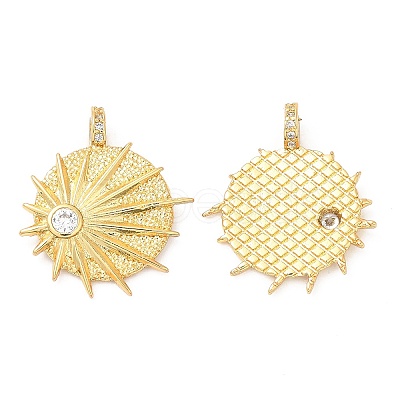 Brass Micro Pave Cubic Zirconia Pendants KK-P236-03G-1