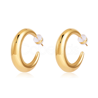 Crescent Moon Chunky Stud Earrings Half Hoop Earrings Open Oval Drop Earrings Teardrop Hoop Dangle Earrings Pull Through Hoop Earrings Statement Jewelry Gift for Women JE1089C-1