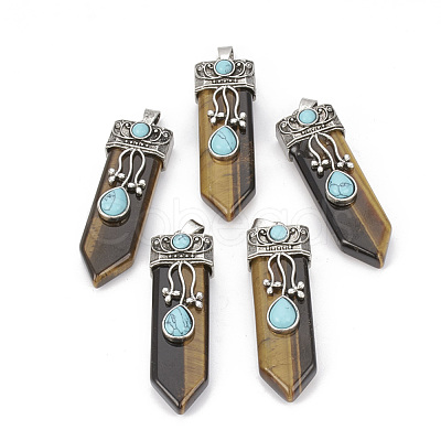 Natural Tiger Eye Pendants X-G-S292-05A-1
