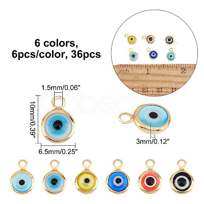 36Pcs 6 Colors Handmade Evil Eye Lampwork Charms FIND-AR0002-02-1