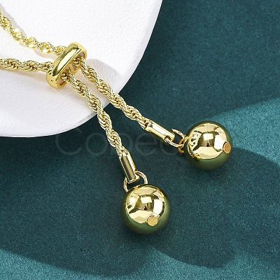 Round Brass Slider Lariat Necklaces for Women NJEW-G162-05G-1