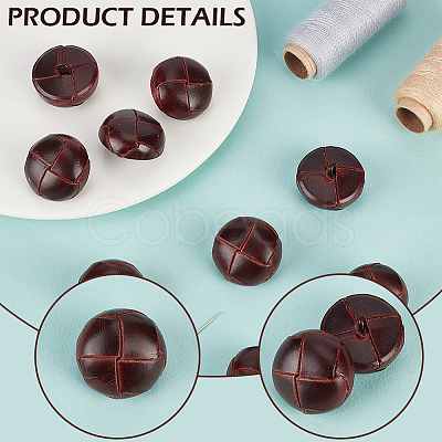 12Pcs 1-Hole Cowhide Shank Buttons BUTT-CL0001-06A-1
