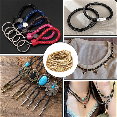 5M Braided Round PU Leather Jewelry Cord OCOR-GF0004-96A-03-1