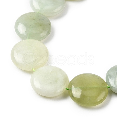 Natural Flat Round Xiuyan Jade Beads Strands G-L245-03B-1
