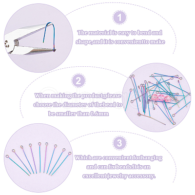 Unicraftale 100Pcs Ion Plating(IP) 304 Stainless Steel Eye Pins STAS-UN0048-98-1