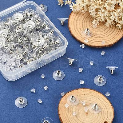 300Pcs 3 Style Brass & Plastic Ear Nuts FIND-YW0002-17P-1