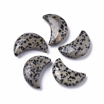 Moon Shape Natural  Dalmatian Jasper Healing Crystal Pocket Palm Stones X-G-T132-001-1