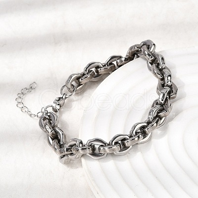 304 Stainless Steel Link Chain Bracelets for Women BJEW-P388-01P-1