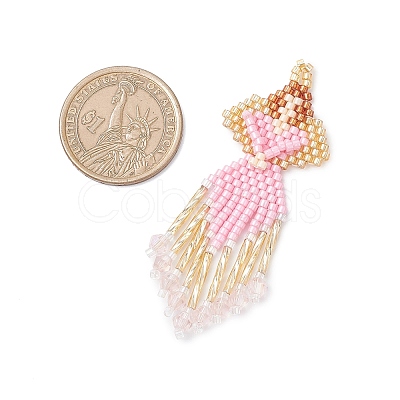 Glass Seed Beaded Angel Pendants PALLOY-MZ0089296-03-1