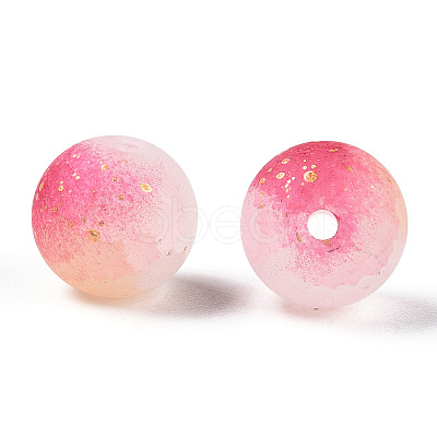 Frosted Baking Paint Crackle Glass Beads with Glitter Powder LS-DGLA-T004-01H-1