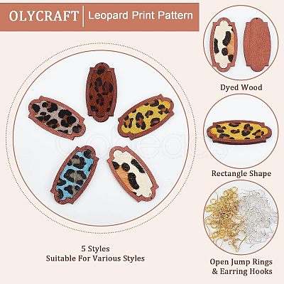 Olycraft DIY Leopard Print Pattern Rectangle Dangle Earring Making Kit DIY-OC0009-49-1