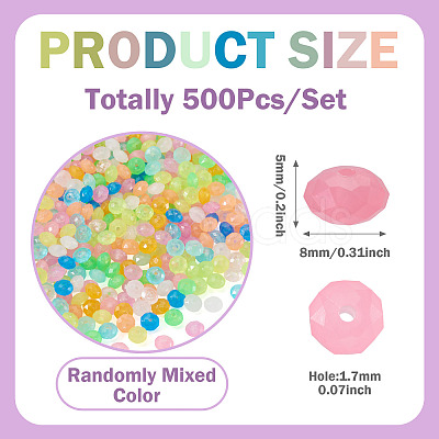500Pcs Luminous PS Plastic Beads FIND-TA00009-13C-1