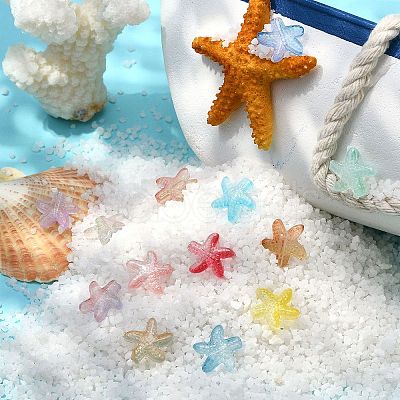 100Pcs Two Tone Transparent Glass Beads GLAA-CJ0001-84-1