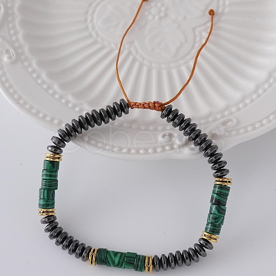 Hip Hop Style Synthetic Malachite Braided Bracelets FC4703-2-1