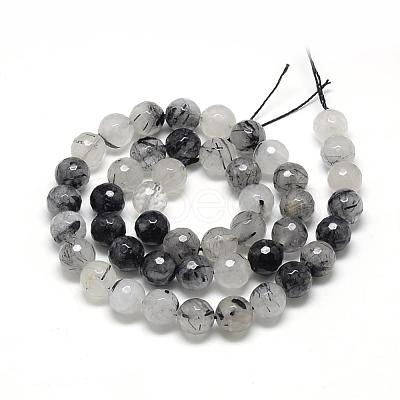 Natural Black Rutilated Quartz Beads Strands G-R447-6mm-03-1