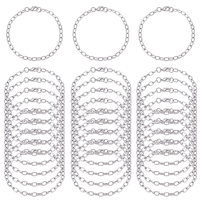 30Pcs Iron Cable Chain Bracelets IFIN-ME0001-34P-1