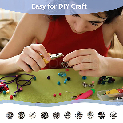 150Pcs 10 Style Zinc Alloy Beads FIND-DC0003-67-1