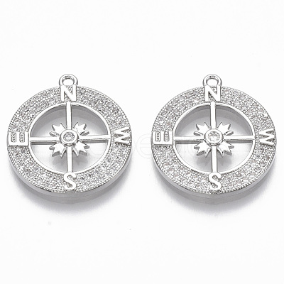 Brass Micro Pave Cubic Zirconia Pendants KK-R130-016P-NF-1