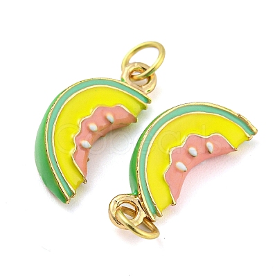 Cantaloupe Rack Plating Brass Enamel Pendants KK-Q804-04G-1