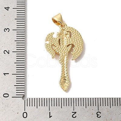 Axe Shapes Rack Plating Brass Cubic Zirconia Pendants KK-K385-076G-1
