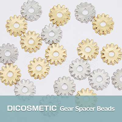 DICOSMETIC 20Pcs 2 Colors Brass Micro Pave Cubic Zirconia Bead Spacers ZIRC-DC0001-17-1