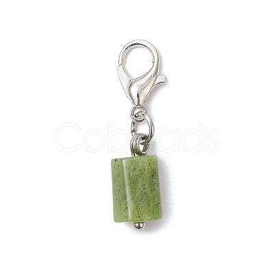7Pcs Column Natural Rhodonite & Canadian Jade & Aquamarine & Amethyst & Apatite & Lapis Lazuli & Labradorite Pendant Decorations HJEW-JM03745-01-1
