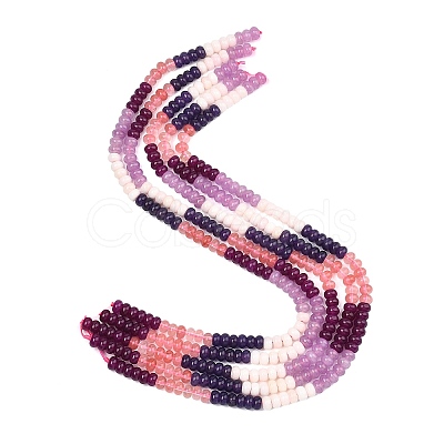 Gradient Color Cherry Quartz Glass and Dyed Natural White Jade Beads Strands G-NH0053-A14-01-1