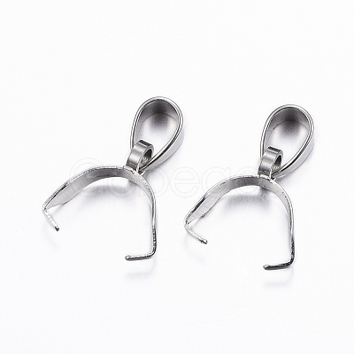Tarnish Resistant 304 Stainless Steel Pendant Pinch Bails STAS-G179-08P-1
