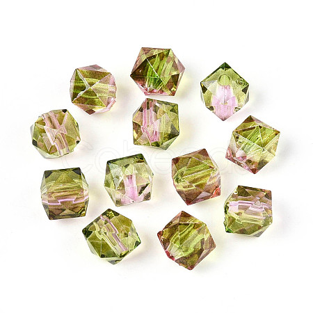 Two Tone Transparent Spray Painted Acrylic Beads ACRP-T005-26J-1
