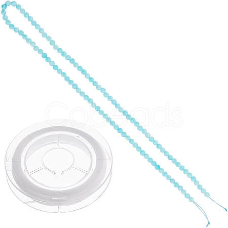 DIY Natural Amazonite Round Beaded Stretch Bracelet Making Kit G-FI0001-13-1
