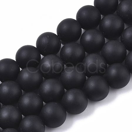 Natural Black Stone Bead Strands G-R193-01-10mm-1